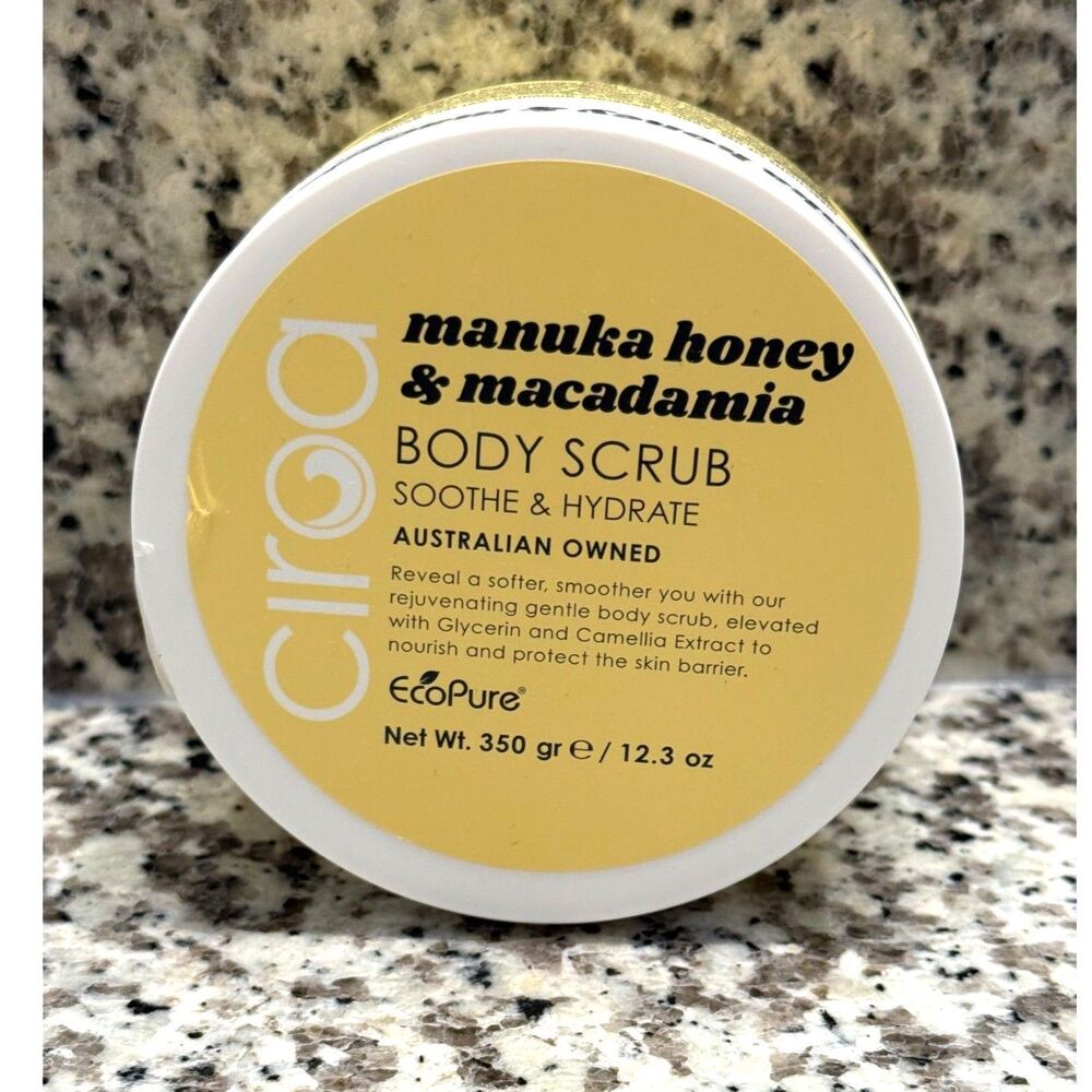 Ciroa Manuka Honey & Macadamia Body Scrub - Soothe & Hydrate, EcoPure 12.3oz NEW